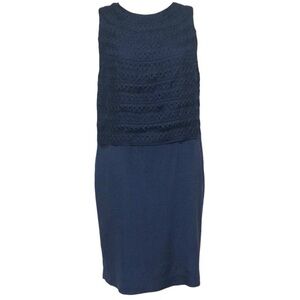 3.1 Phillip Lim Sheath Dress Size 6 Navy Blue Silk Scrollwork Ribbon Appliqué